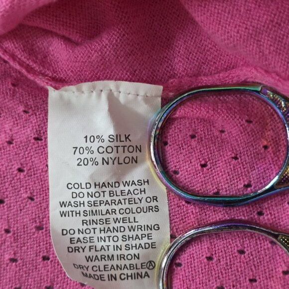 Zaket & Plover Sweater Women S Pink Silk Cotton LS Lightweight Boho Preppy Twee - Picture 12 of 13